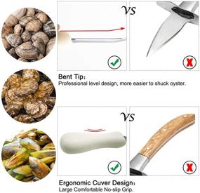 img 2 attached to 🔪 Набор ножей для разделки устриц Nonley с перчатками, устойчивыми к порезам - профессиональный нож для открывания устриц и набор инструментов для морепродуктов (2 шт.)
