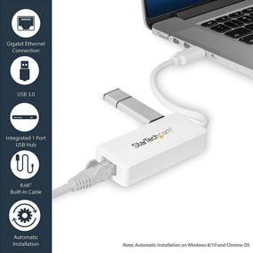 img 2 attached to 🔌 StarTech.com USB 3.0 to Gigabit Ethernet Adapter NIC with USB Port (White) - USB 3.0 NIC - High-Speed USB 3.0 LAN Adapter for 10/100/1000 Mbps Connectivity (USB31000SPTW)