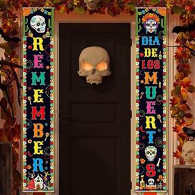 img 1 attached to 🎉 Яркое украшение на День мертвых: баннер Dia de los Muertos для мексиканской вечеринки - внутреннее/наружное висячее табличка и флаг