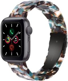 img 4 attached to Ремешок Wongeto Resin для Apple Watch 38 мм 40 мм Series 6 5 4 3 2 1 & SE - женщины мужчины с застежкой из нержавеющей стали, ремешок для замены iWatch (синий, 38 мм/40 мм)