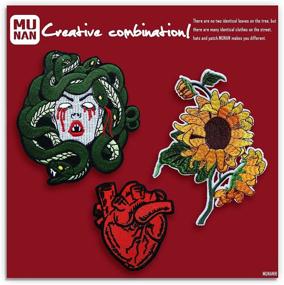 img 3 attached to MUNAN 3PC Sunflower X Ray Anatomical Heart Medusa Embroidered