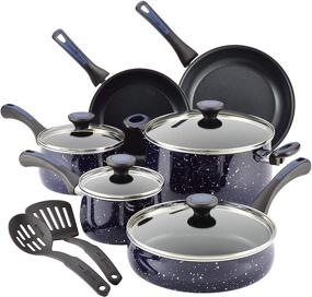 img 4 attached to 🍳 12 Piece Lavender Speckle Paula Deen Riverbend Nonstick Cookware Pots and Pans Set