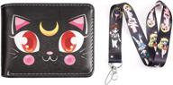 anime sailor moon bifold leather wallet with lanyard (black sailor moon wallet) - trendy and functional accessories for true fans logo