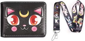 img 4 attached to Anime Sailor Moon Bifold Leather Wallet with Lanyard (Black Sailor Moon Wallet) - Trendy and Functional Accessories for True Fans