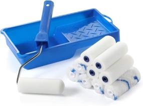 img 4 attached to 🎨 High-Density Foam Paint Roller Kit - Mini Roller Refills, Roller Frame, Small Paint Tray Set, 4" Microfiber Roller Covers, House Painting Roller Brush (12-Pack)