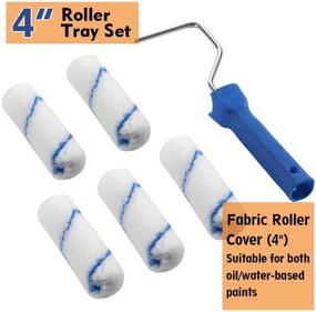 img 1 attached to 🎨 High-Density Foam Paint Roller Kit - Mini Roller Refills, Roller Frame, Small Paint Tray Set, 4" Microfiber Roller Covers, House Painting Roller Brush (12-Pack)