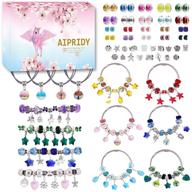 🎁 163 pcs aipridy charm bracelet making kit: perfect gift for jewelry enthusiasts - european lampwork beads, metal spacer beads, rhinestone charms - ideal for adults and kids! logo