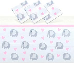 img 4 attached to Pink Heart Elephant Baby Shower Tablecloths, 3 Pack (54 x 108 inches)