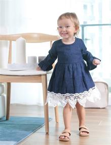 img 1 attached to 👗 Adorable Toddler Baby Girl Ruffle Denim Dress with Lace Hem - Perfect for Princess Parties!