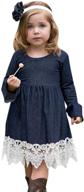 👗 adorable toddler baby girl ruffle denim dress with lace hem - perfect for princess parties! logo