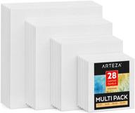 arteza canvas boards for painting: multipack of 28 square canvas panels, various sizes (6x6, 8x8, 10x10, 12x12 inches), 100% cotton, gesso-primed, ideal for acrylic pouring and oil painting logo