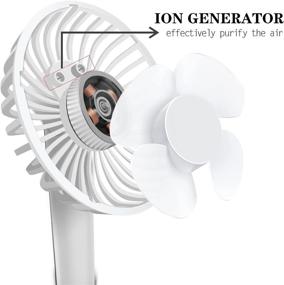 img 3 attached to EasyArt Net Ion Desk Handheld Fan - USB Portable Fans with Rechargeable Battery, 3 Speeds - Perfect for Indoor or Outdoor Use, Hangable Personal Fan