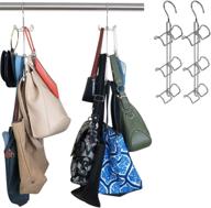 👜 set of 2 evelots hanging purse handbag closet organizers, 12 hooks total, with chrome finish логотип