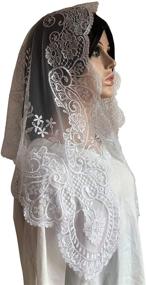 img 1 attached to 🧕 Triangular Mantilla Lace Head Covering for Traditional Mass Catholic Church Veils