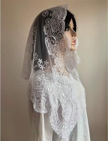 img 2 attached to 🧕 Triangular Mantilla Lace Head Covering for Traditional Mass Catholic Church Veils