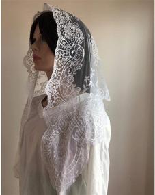 img 3 attached to 🧕 Triangular Mantilla Lace Head Covering for Traditional Mass Catholic Church Veils