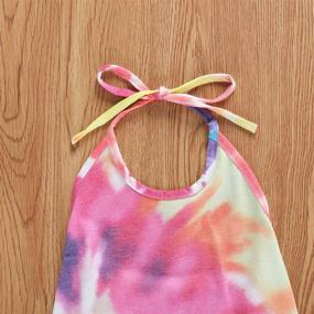 img 2 attached to Tie Dye Sleeveless Harem Jumpsuit: Toddler Girl's Halter Romper for Summer Outfits