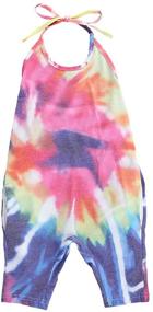 img 3 attached to Tie Dye Sleeveless Harem Jumpsuit: Toddler Girl's Halter Romper for Summer Outfits