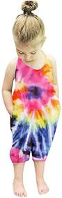 img 4 attached to Tie Dye Sleeveless Harem Jumpsuit: Toddler Girl's Halter Romper for Summer Outfits