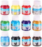 non toxic glass paint set - 12 colors stained glass paint for glasses, light bulbs, ceramic, and wine bottles (12 x 25ml) logo