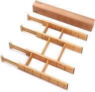 🎋 bamboo drawer dividers system: 6 inserts for perfect organization in kitchen, office, dressers, and bathroom - 4-pack included (17-22 in) логотип