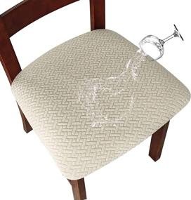 img 4 attached to 🪑 Genina Waterproof Seat Covers: Premium Dining Chair Slipcovers, Beige - Set of 6