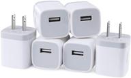 🔌 6-pack usb wall charger: 1a/5v one-port power adapter for iphone, ipad, samsung galaxy, htc & more logo