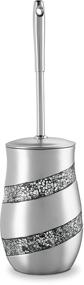 img 1 attached to 🚽 DWELLZA Silver Mosaic Collection Toilet Bowl Cleaner Brush and Holder Set - Stylish Decorative Scrubber for Sparkling Bathrooms