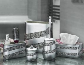 img 2 attached to 🚽 DWELLZA Silver Mosaic Collection Toilet Bowl Cleaner Brush and Holder Set - Stylish Decorative Scrubber for Sparkling Bathrooms