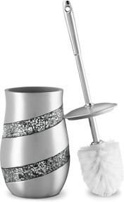 img 4 attached to 🚽 DWELLZA Silver Mosaic Collection Toilet Bowl Cleaner Brush and Holder Set - Stylish Decorative Scrubber for Sparkling Bathrooms