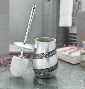 img 3 attached to 🚽 DWELLZA Silver Mosaic Collection Toilet Bowl Cleaner Brush and Holder Set - Stylish Decorative Scrubber for Sparkling Bathrooms