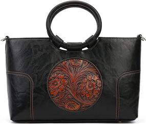 img 4 attached to Sophisticated & Stylish Embossed Organizer Top Handle Handmade Crossbody Women's Handbags & Wallets - Perfect for Totes!