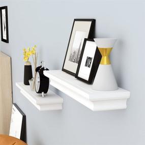 img 2 attached to Enhance Your Home Decor: Bidami White Floating Shelves Set of 2, Crown Molding Wall Shelf Perfect for Entryway, Living Room, Bedroom, Bathroom, or Kitchen 17”