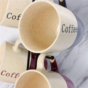 img 2 attached to ☕️ Elama Smooth Stoneware Mug Cup Set: 7 Piece Dual-Tone Assorted Colors with Stand – Complete Your Coffee Experience!