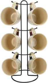 img 1 attached to ☕️ Elama Smooth Stoneware Mug Cup Set: 7 Piece Dual-Tone Assorted Colors with Stand – Complete Your Coffee Experience!