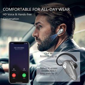 img 3 attached to 🎧 Беспроводные наушники Kendir V5.0 Ultralight с микрофоном и регулировкой громкости - серый | Гарнитура для iPhone, Android, смартфонов Samsung | В комплекте чехол для наушников