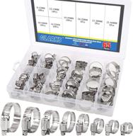 🔧 65-piece 304 stainless steel adjustable hose clamps kit - 8-44mm range, worm gear, glarks assortment for water pipe, plumbing, automotive, and mechanical applications логотип