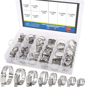 img 4 attached to 🔧 65-Piece 304 Stainless Steel Adjustable Hose Clamps Kit - 8-44mm Range, Worm Gear, Glarks Assortment for Water Pipe, Plumbing, Automotive, and Mechanical Applications