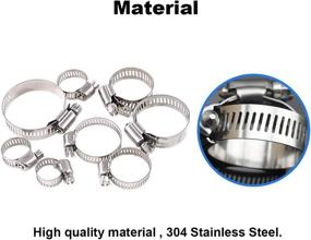 img 2 attached to 🔧 65-Piece 304 Stainless Steel Adjustable Hose Clamps Kit - 8-44mm Range, Worm Gear, Glarks Assortment for Water Pipe, Plumbing, Automotive, and Mechanical Applications