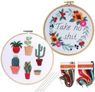 🧵 beginner's embroidery kit: cross stitch & needlepoint kit with animal, flower, and plant patterns - funny embroidery starter kit for decor, includes 2 embroidery hoops logo