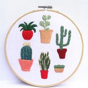 img 1 attached to 🧵 Beginner's Embroidery Kit: Cross Stitch & Needlepoint Kit with Animal, Flower, and Plant Patterns - Funny Embroidery Starter Kit for Decor, Includes 2 Embroidery Hoops