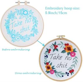img 3 attached to 🧵 Beginner's Embroidery Kit: Cross Stitch & Needlepoint Kit with Animal, Flower, and Plant Patterns - Funny Embroidery Starter Kit for Decor, Includes 2 Embroidery Hoops