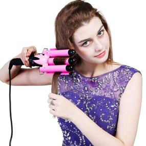 img 3 attached to 🔥 Curling Iron 3 Barrel 1 Inch Waver Iron Wand - Fast Heat-Up with LCD Temp Display 176°F to 410°F - Suitable for All Hair Types