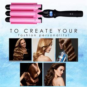 img 2 attached to 🔥 Curling Iron 3 Barrel 1 Inch Waver Iron Wand - Fast Heat-Up with LCD Temp Display 176°F to 410°F - Suitable for All Hair Types