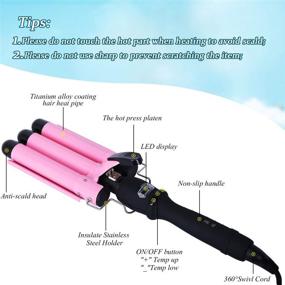 img 1 attached to 🔥 Curling Iron 3 Barrel 1 Inch Waver Iron Wand - Fast Heat-Up with LCD Temp Display 176°F to 410°F - Suitable for All Hair Types