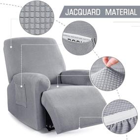 img 3 attached to 🛋️ TAOCOCO Dusty Grey Recliner Cover 4-Pieces - Stretch Sofa Slipcover for 1 Seater Couch - Soft Furniture Protector with Elastic Chair Covers - Jacquard Pattern