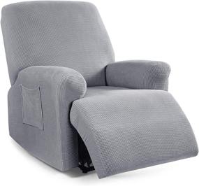 img 4 attached to 🛋️ TAOCOCO Dusty Grey Recliner Cover 4-Pieces - Stretch Sofa Slipcover for 1 Seater Couch - Soft Furniture Protector with Elastic Chair Covers - Jacquard Pattern