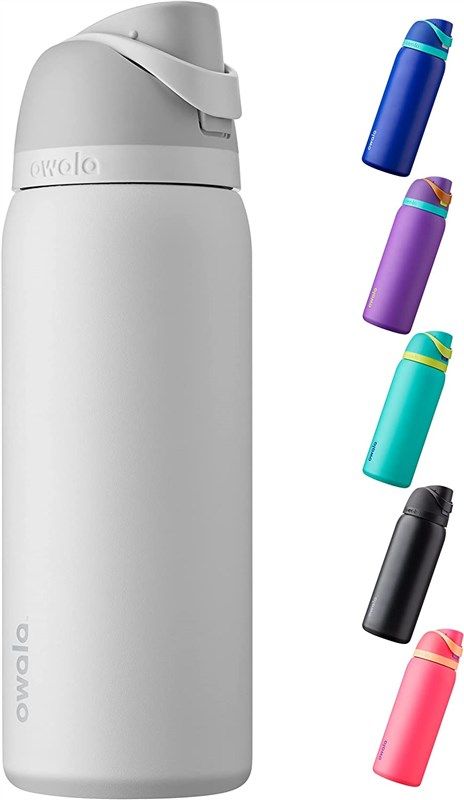 Owala FreeSip Insulated Stainless Steel Water Bottle with Straw for Sports and Travel, BPA-Free, 24-oz,Red/Black Thor