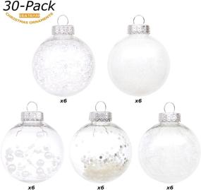 img 3 attached to 🎄 Set of 30 Shatterproof Clear Plastic Christmas Ball Ornaments Decorated with Stuffed Delicate Decorations (60mm/2.36"), Ideal for Xmas Tree Decoration (White)