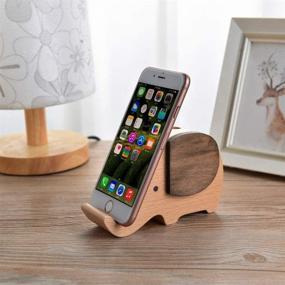 img 1 attached to 🐘 IEIK Wooden Elephant Pen Holder & Phone Stand Combo – Decorative Desk Organizer Cup (5.4 inch)